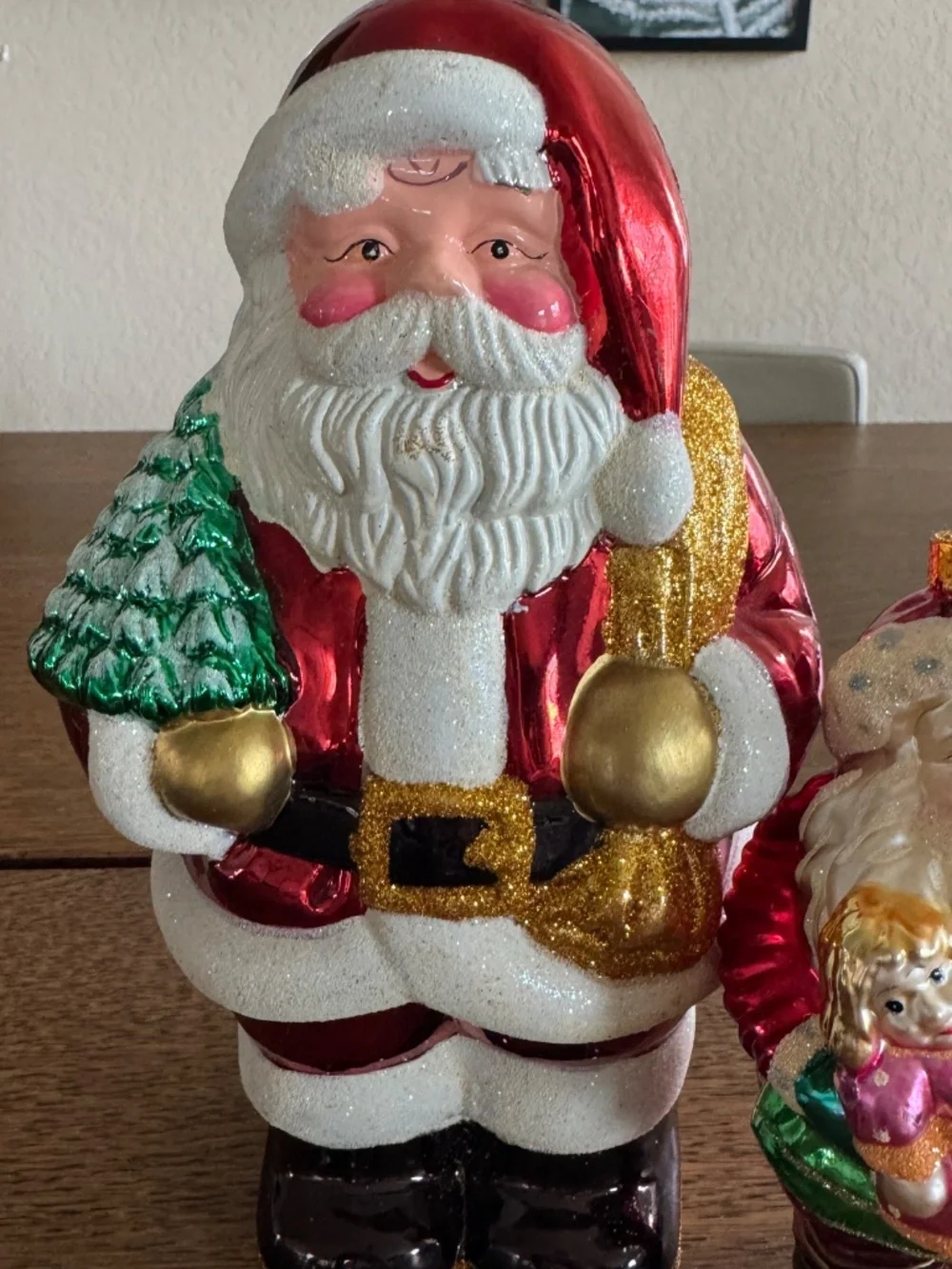 Vintage Hard Plastic Blow Mold Christmas Santa